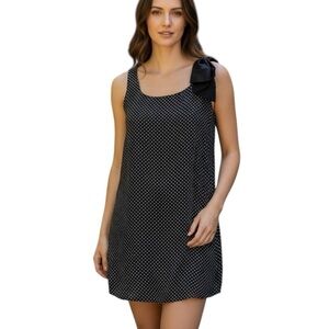 Maurices Small Black & White Polka Dot Sleeveless Sheath Dress Y2K Style